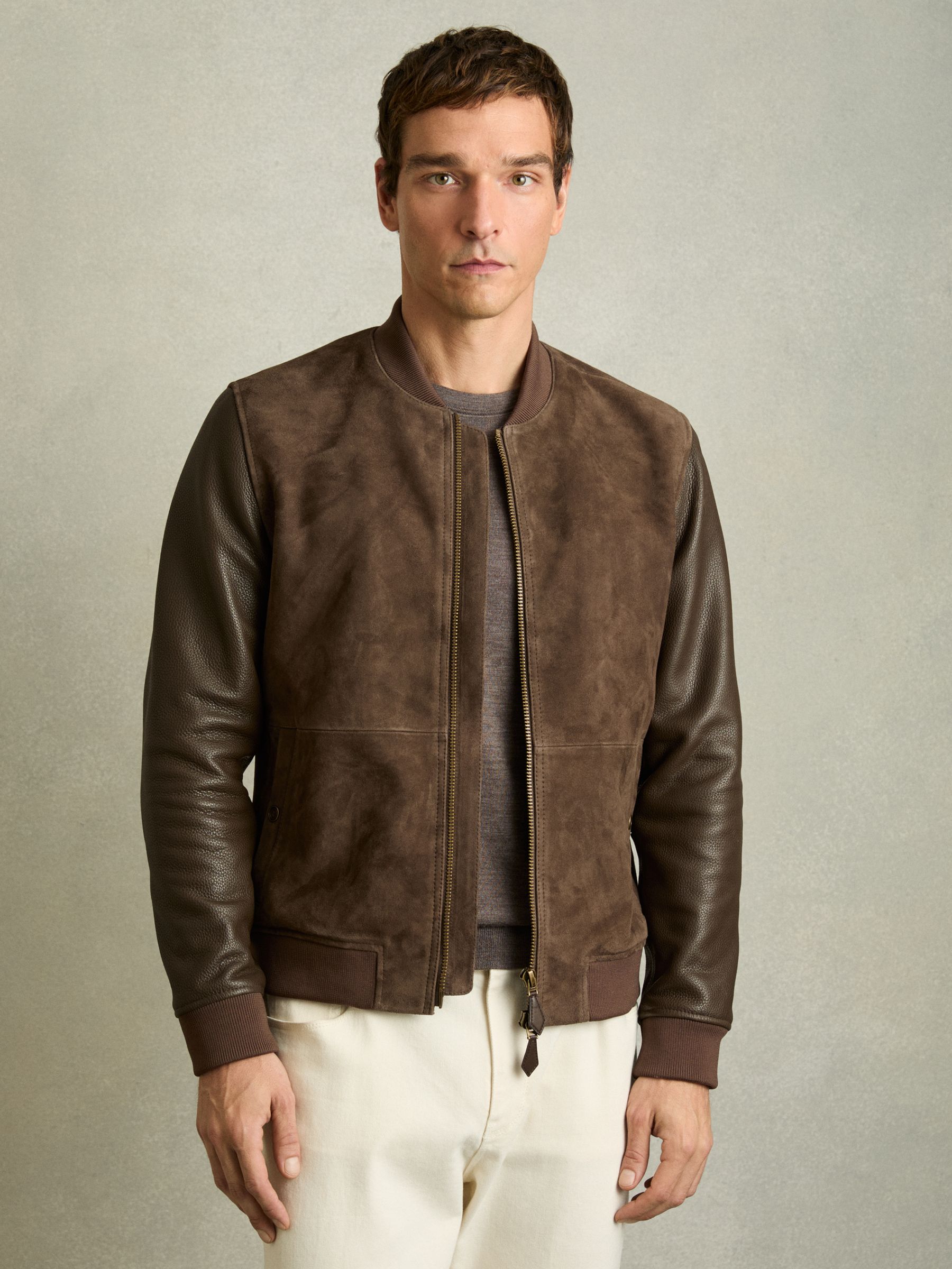 Modern Suede Bomber Jacket
